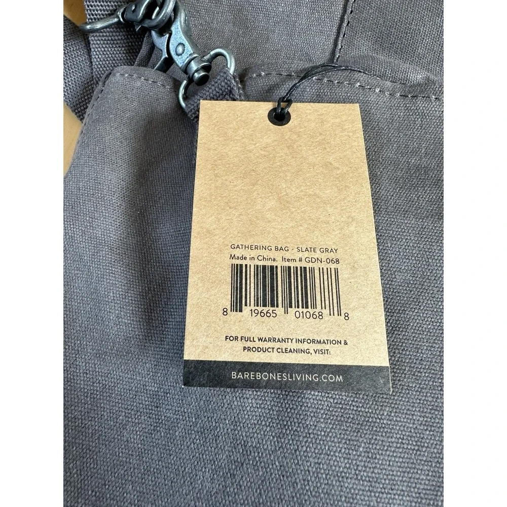 Barebones Living Harvest and Gathering Foraging Gray Waxed Lined Bag NWT